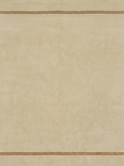 Article 222 sand banded border merino wool hand-loomed rug by Bond Street, full view