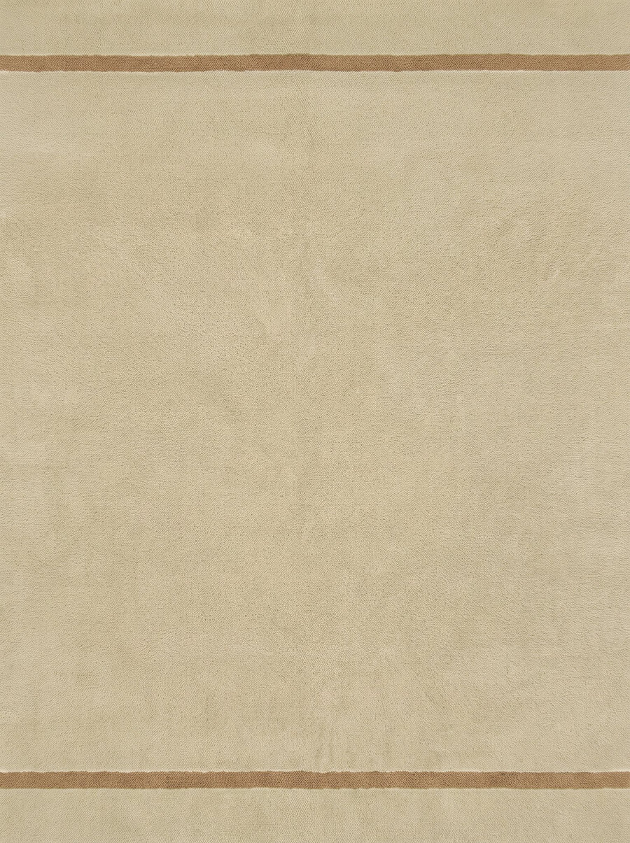 Article 222 sand banded border merino wool hand-loomed rug by Bond Street, full view