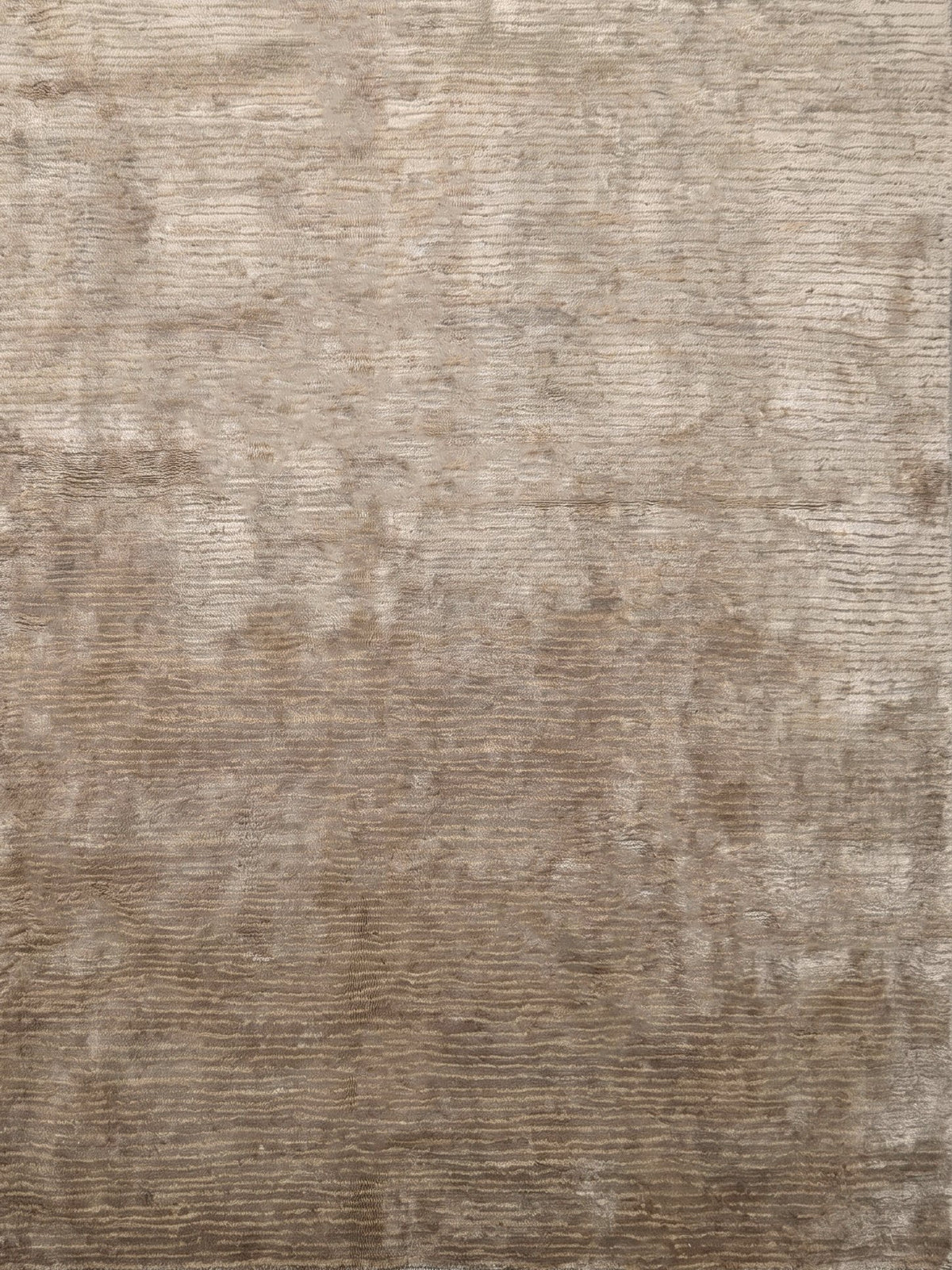 Article 541 taupe heathered silk and linen hand-knotted rug by Bond Street, full view